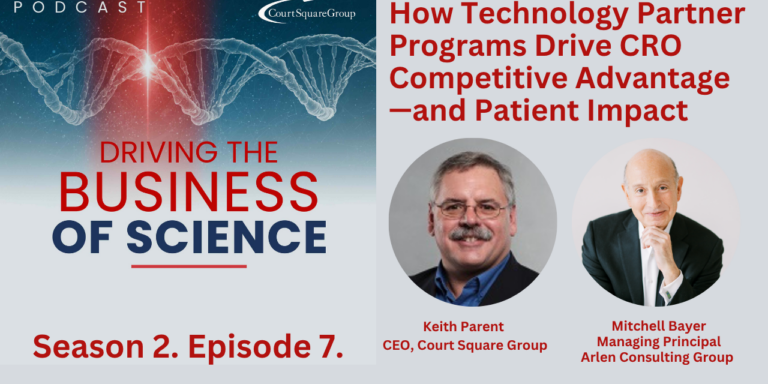 In this episode of the Driving the Business of Science podcast, host Keith Parent, CEO of Court Square Group, interviews Mitchell Bayer, Managing Principal of Arlen Consulting Group, about the evolution of the life science industry and the role of CROs. Mitch discusses his 24-year career, starting at Medidata, where he spearheaded the ASPire to Win™ CRO partner program, which grew to 16 partners by 2009. He emphasizes the importance of integrating technology with CROs to enhance competitiveness and efficiency. Mitch highlights the shift from paper-based trials to electronic data capture (EDC) and the potential of AI in streamlining clinical trials. He also discusses the importance of technology that integrates seamlessly with existing systems and reduces site burden.