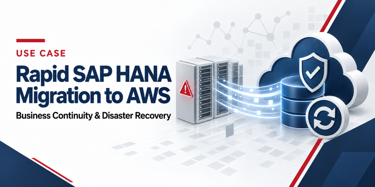 Rapid SAP HANA Migration to AWS SAP HANA migration from at-risk data center infrastructure to a secure AWS cloud for business continuity and disaster recovery